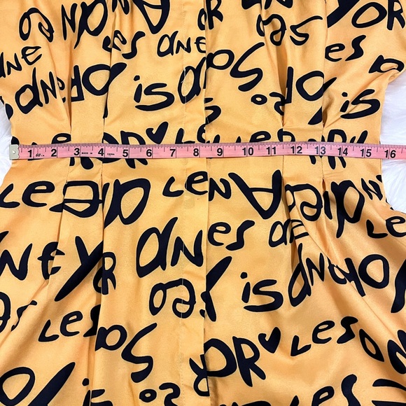 Halfheart Women’s Size M Blouse Dress with Script Writing and Pleated Waist - Picture 13 of 13